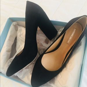 Black suede Pumps - heels are 3 1/4 inches